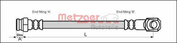 Flexible de frein (Durite de frein) METZGER ref. 4114050